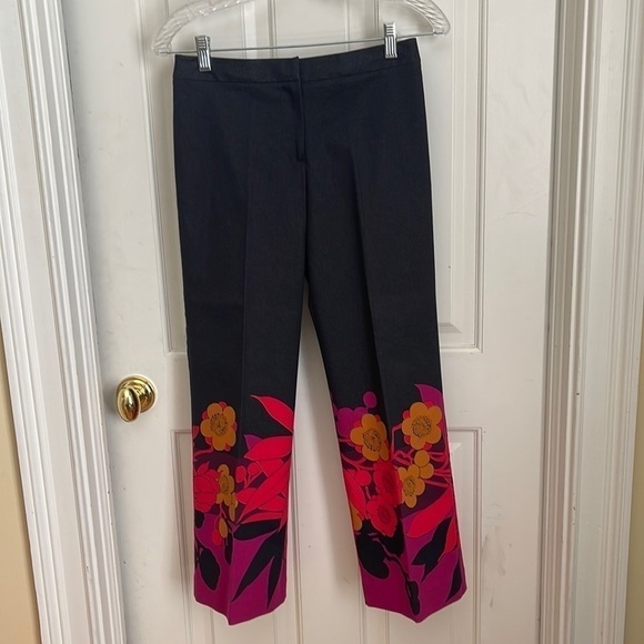 Trina Turk dark grey pants with red black purple and tan color - Picture 1 of 7